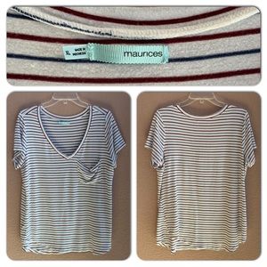 Maurice’s Red/White/Blue Stripe Pocket Tee